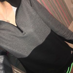 COPY - Adidas ribbed grey/black half zip warmup jacket